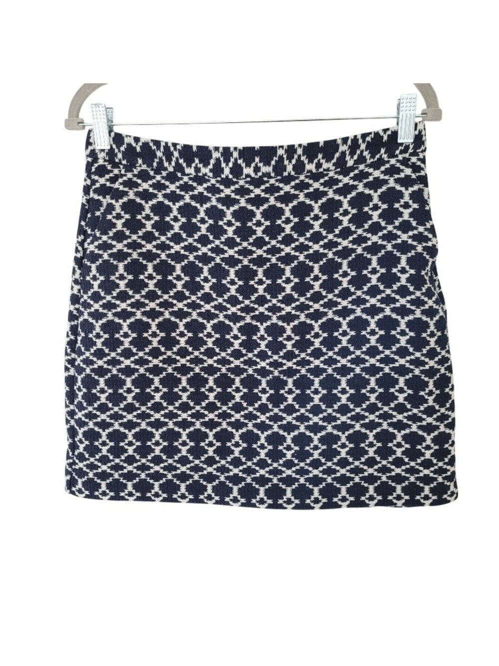 Banana Republic Geometric Skirt Womens Size 6 Blue White Pockets Career